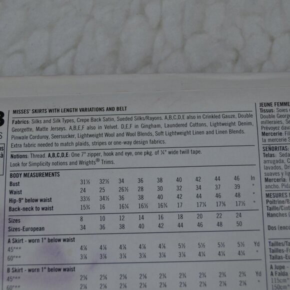 Simplicity 0503 Y2k skirt pattern, brand new uncut sizes 8-16 - Picture 5 of 6